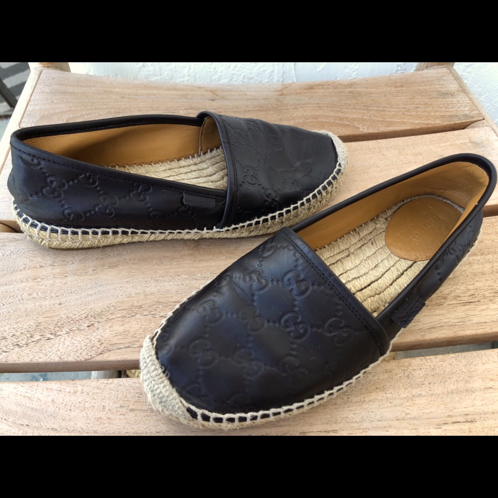GUCCI Black Leather Espadrille